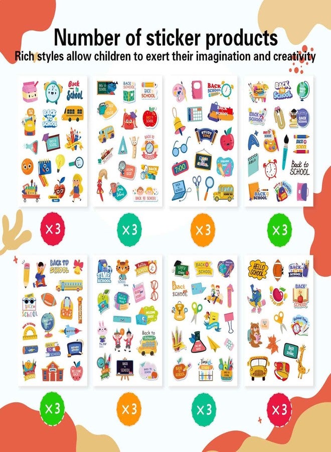 DUJAA Welcome Back to School Stickers, 387PCS First Day of School Party Favors Decorations, Happy Back to School Labels, Motivational Stickers for Kids Teacher Reward School Classroom Supplies Gifts - Image 2
